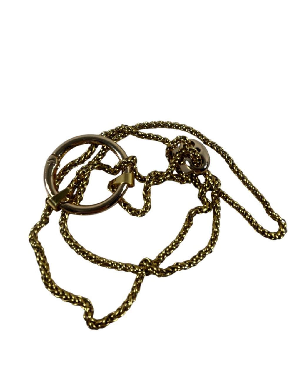 Gold Tone Charm Holder Lariat Necklace Opening Circle Pendant Adjustable - Picture 6 of 8